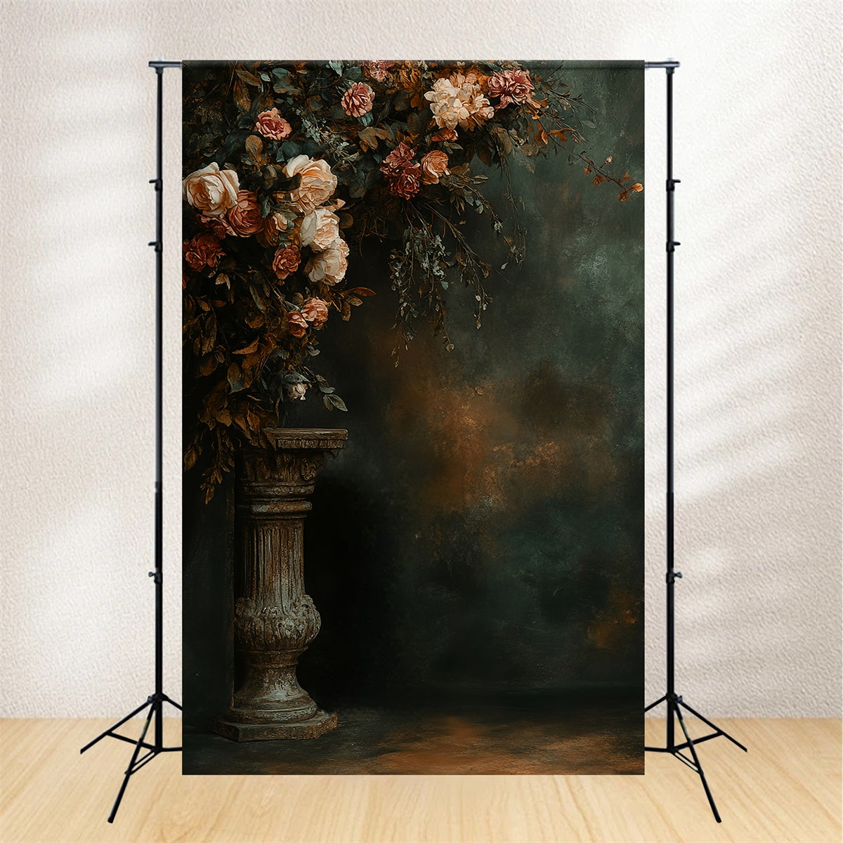 Fonds portrait vintage à fleurs Fonds sur pied pour portraits de famille LXX61-2