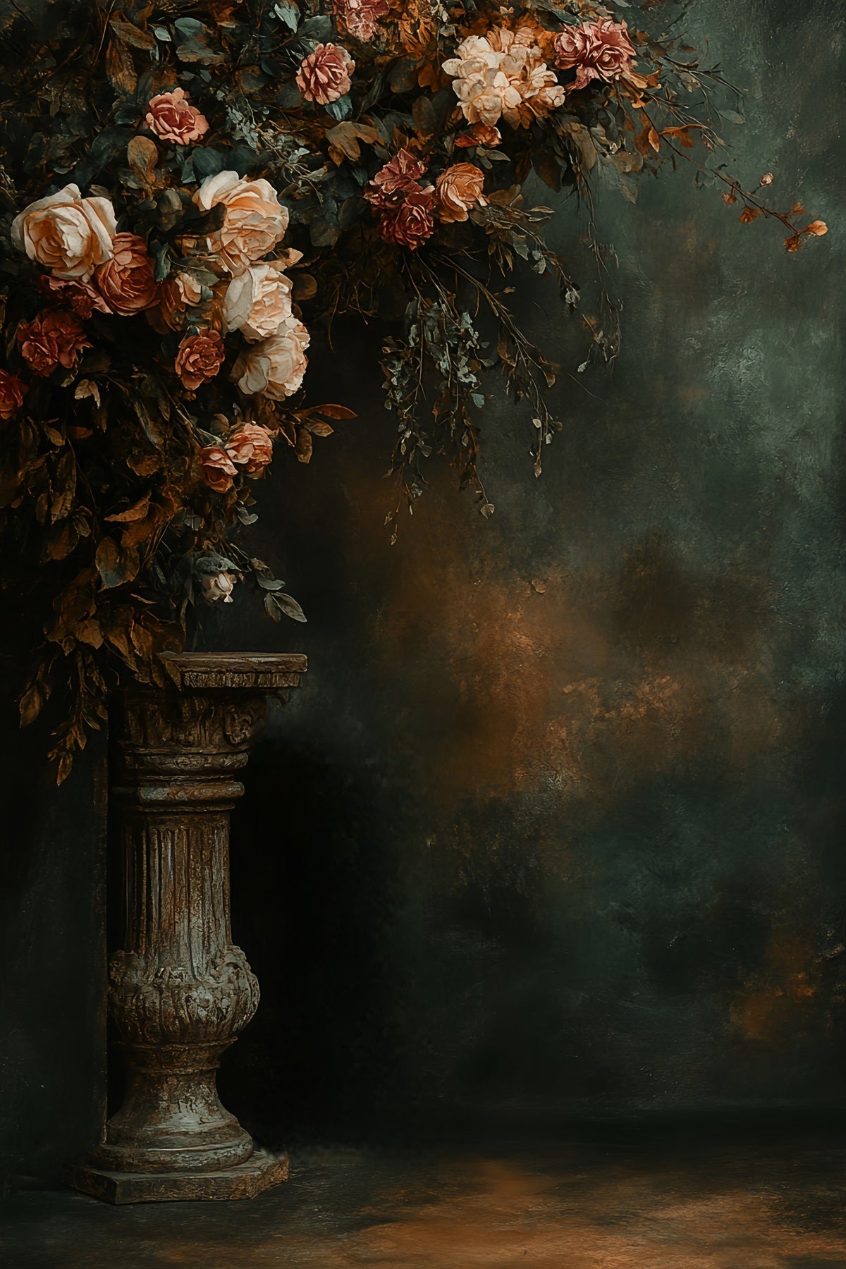 Fonds portrait vintage à fleurs Fonds sur pied pour portraits de famille LXX61-2