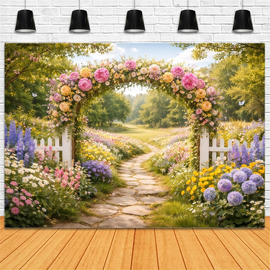 Toile de fond Fleur Arche Fleurs Sauvages Sentier Prairie LXX61-206