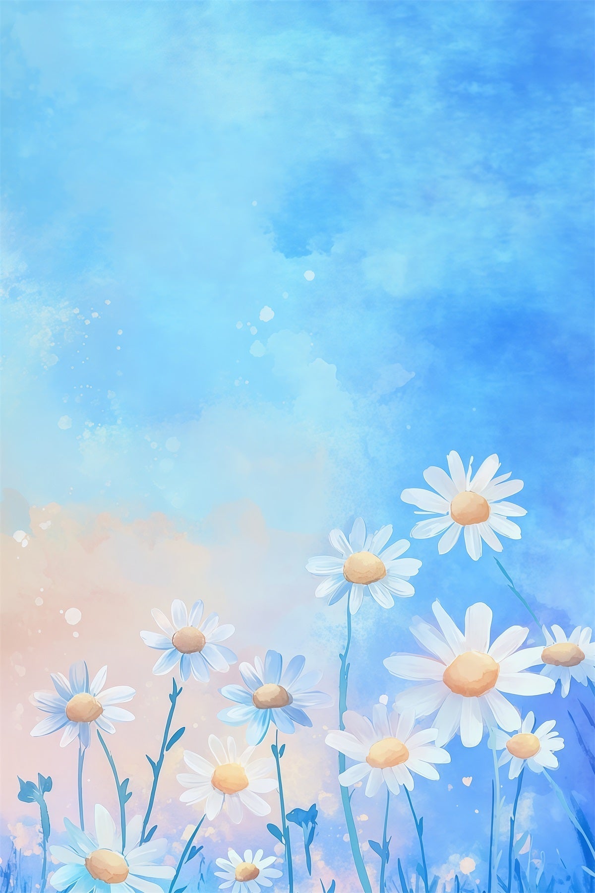 Fond Studio Photo Floral Aquarelle Ciel Fleurs Dégradé LXX61-207