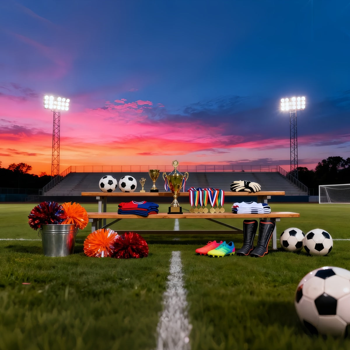 Toile de Fond Football Présentation Trophée Récompenses Coucher De Soleil LXX61-225