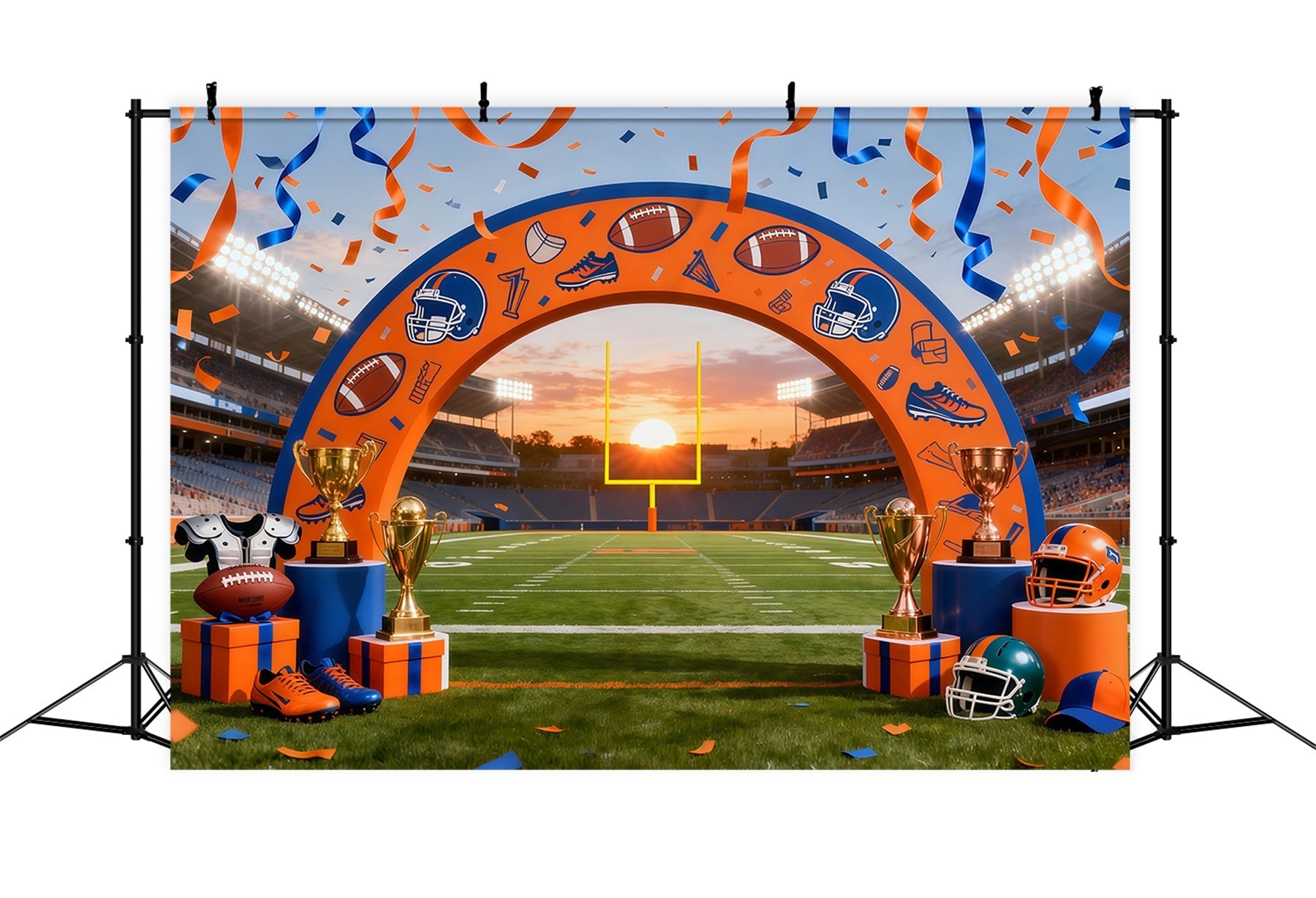 Toile de Fond Terrain de Football Américain Arche Championnat Lumières Du Stade LXX61-226