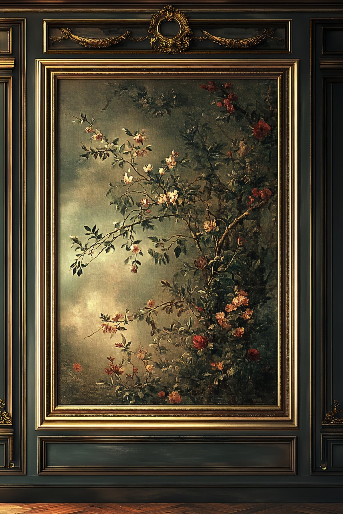 Fond pour portrait de famille Peinture florale classique encadrée Fonds pour studio de portrait LXX61-32