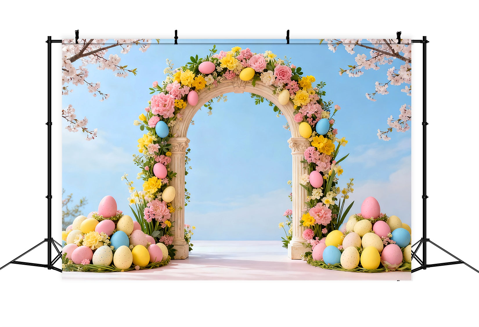 Fond de Pâques Arche Jardin Fleurs Cerisier Printanières LXX61-36