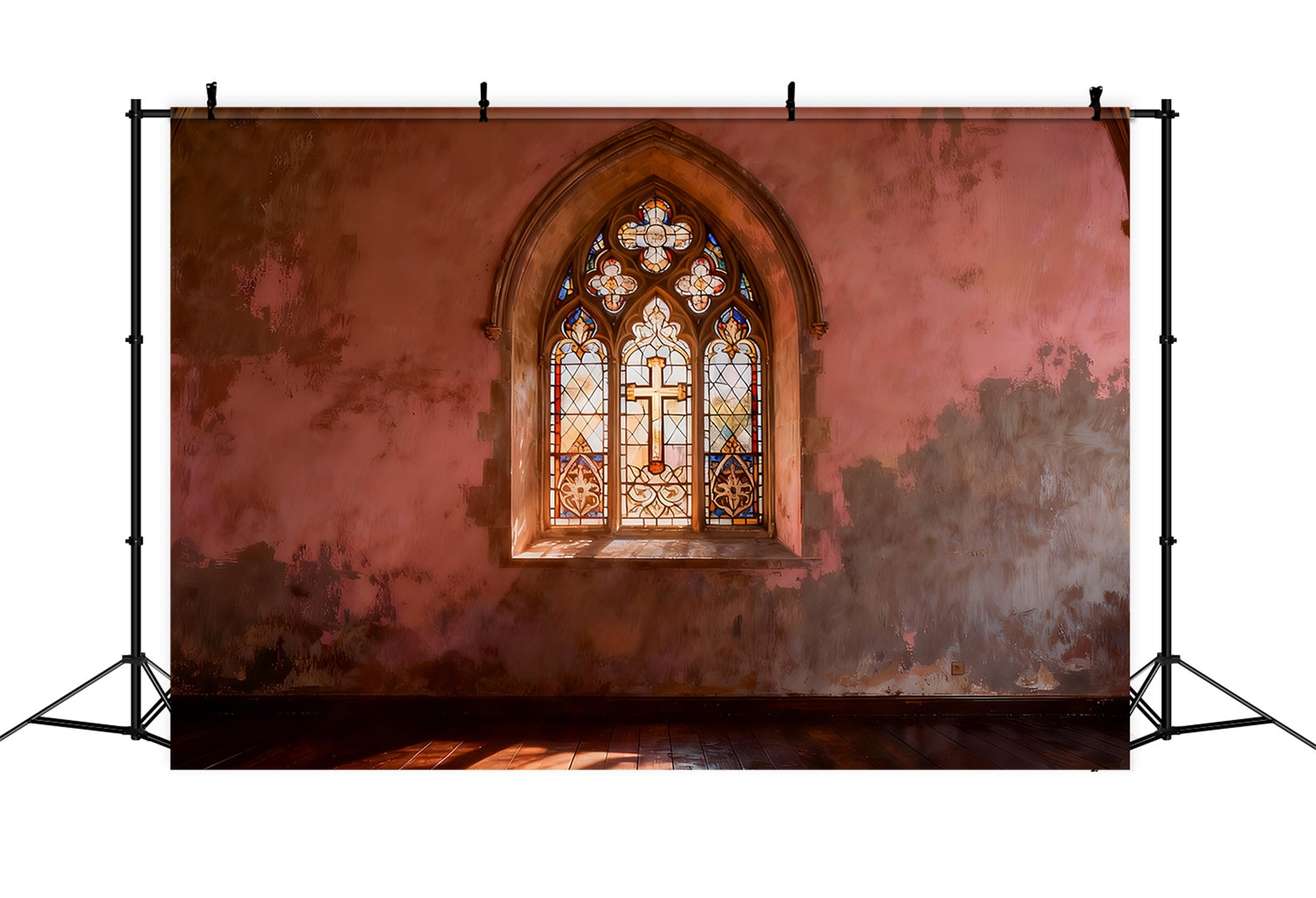 Fond Photo Pâques Vitrail Église Croix LXX61-41