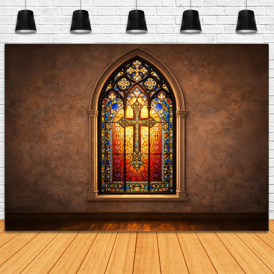 Toile de fond Pâques Vitrail Cathédrale Croix LXX61-42