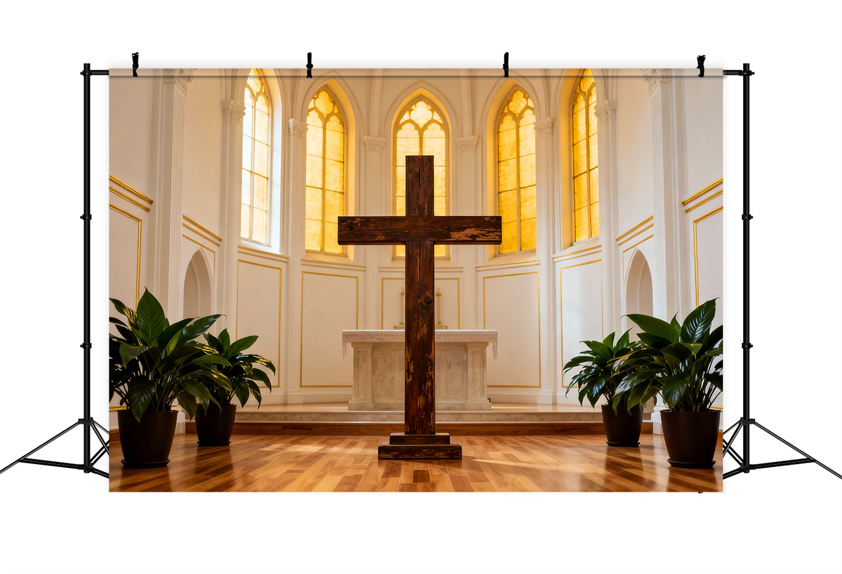 Fond Photo Pâques Sanctuaire Cathédrale Croix Dorée LXX61-45