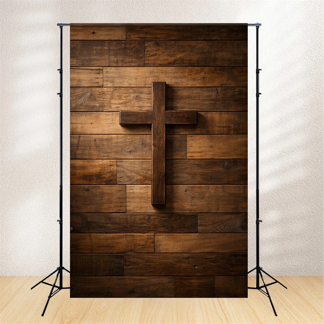Toile de fond Pâques Mur Croix Bois Rustique LXX61-50