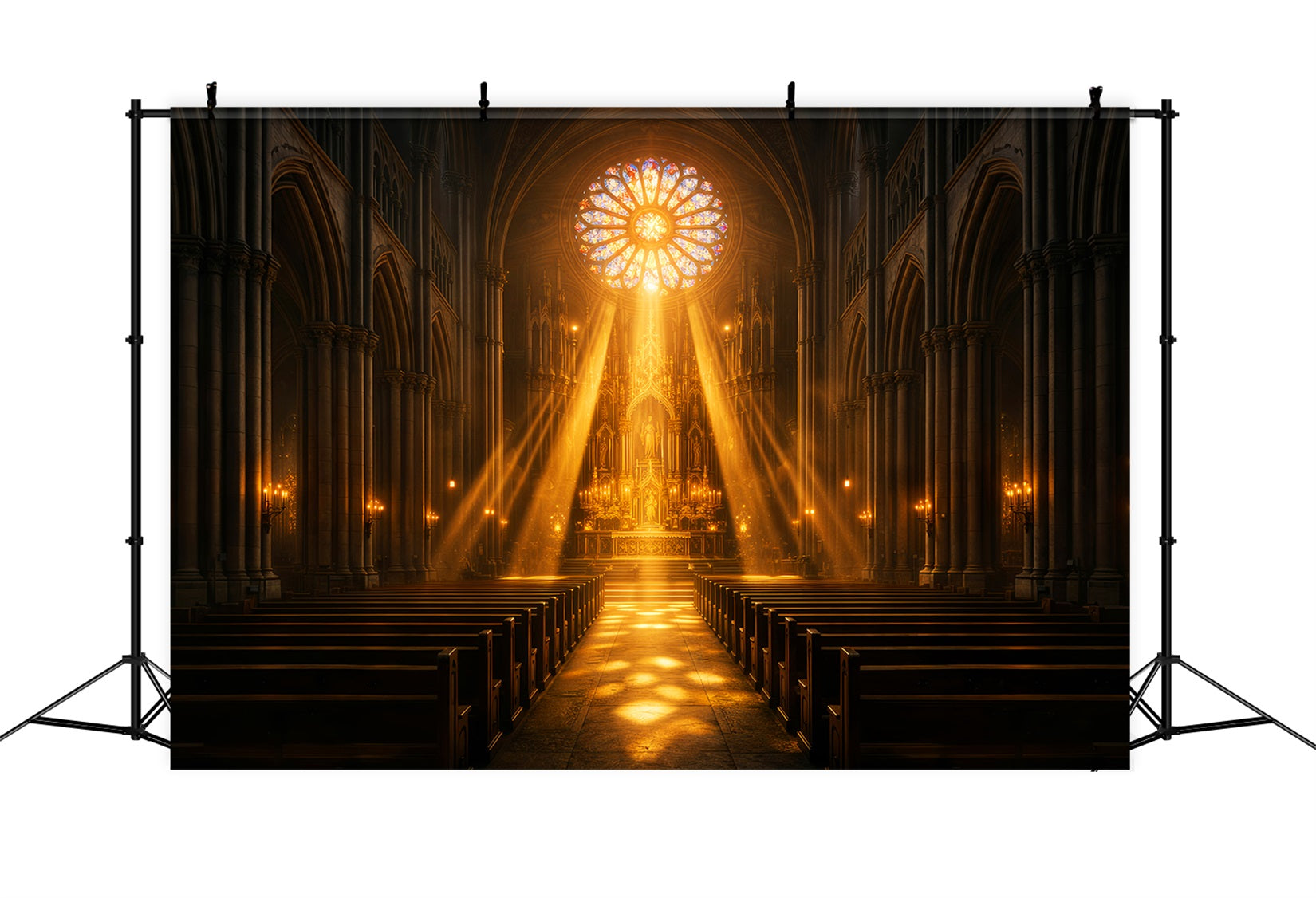 Fond Photo Pâques Rayons Lumière Cathédrale Dorée LXX61-61