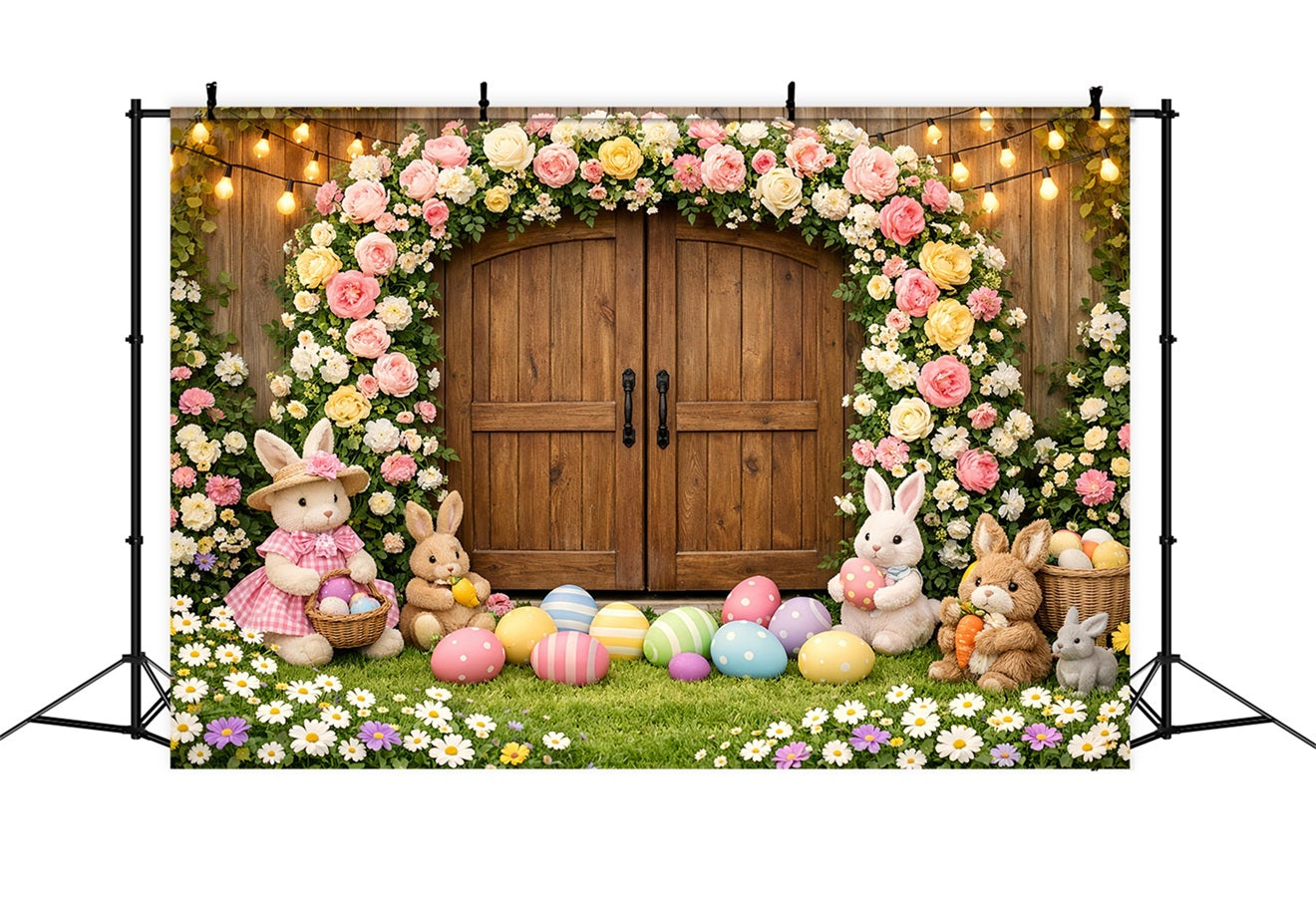 Fond Photo Pâques Croix Bois Rustique Florale LXX61-73