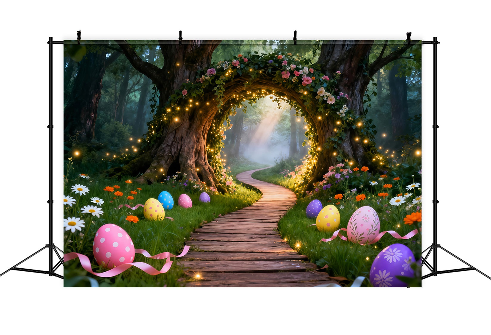 Toile de fond de Pâques Chemin Arche Lumineuse Forêt Enchantée LXX61-75