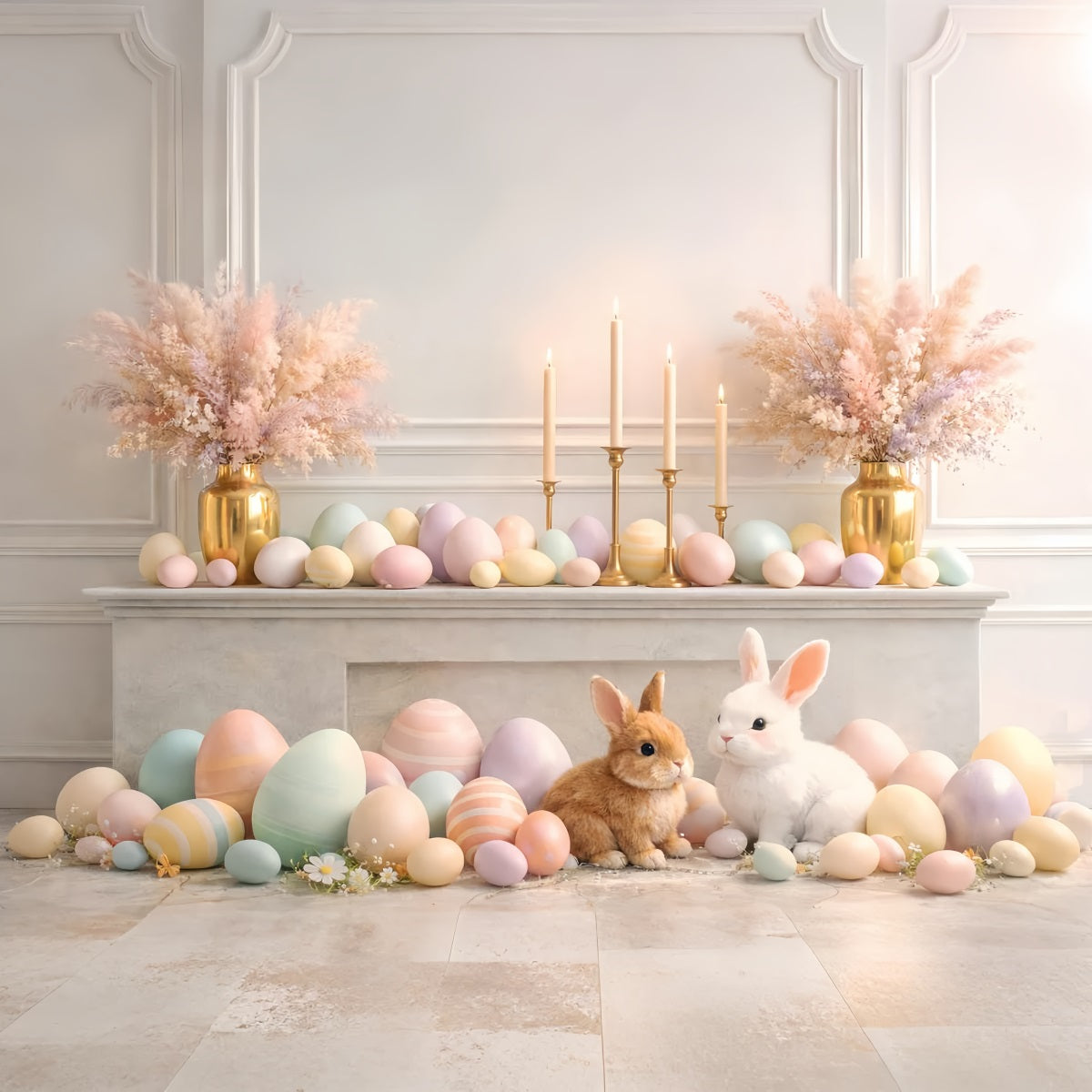 Toile de fond Pâques Manteau Élégant Lapin Mur Rétro LXX61-86