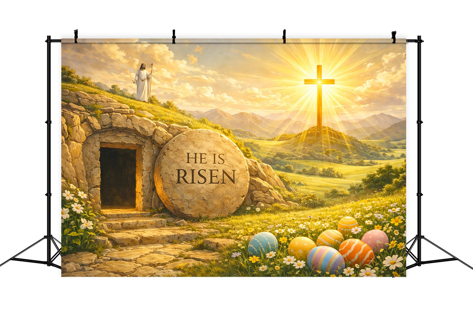 Fond de Pâques Croix Résurrection Il Est Ressuscité LXX61-88