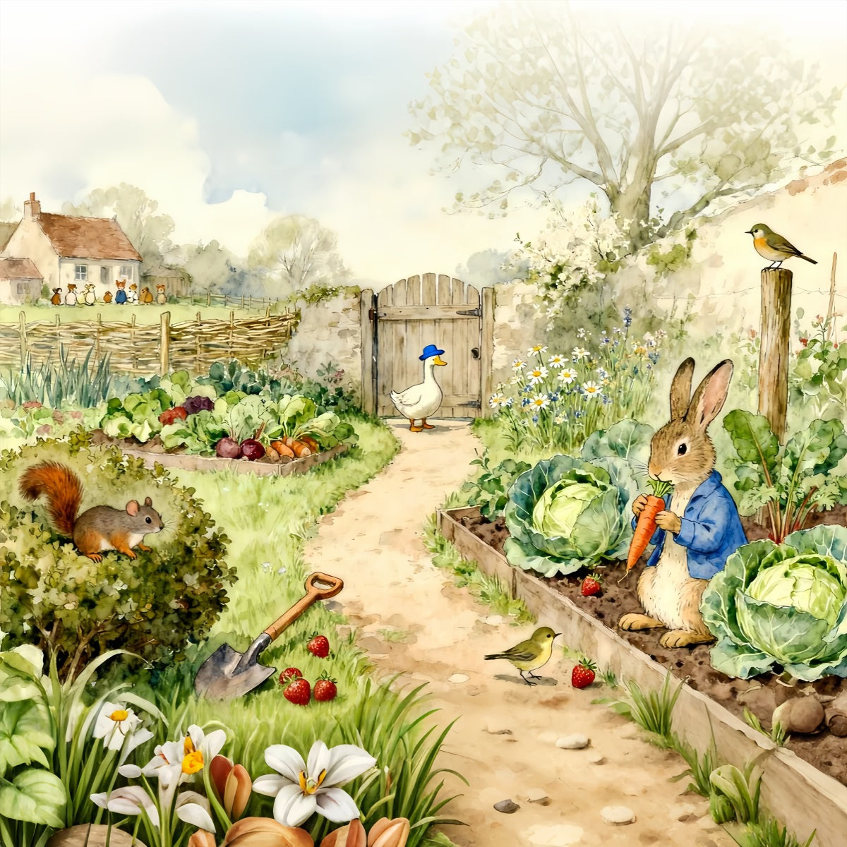 Toile de fond Pâques Lapin Conte De Fées Jardin Récolte LXX61-90
