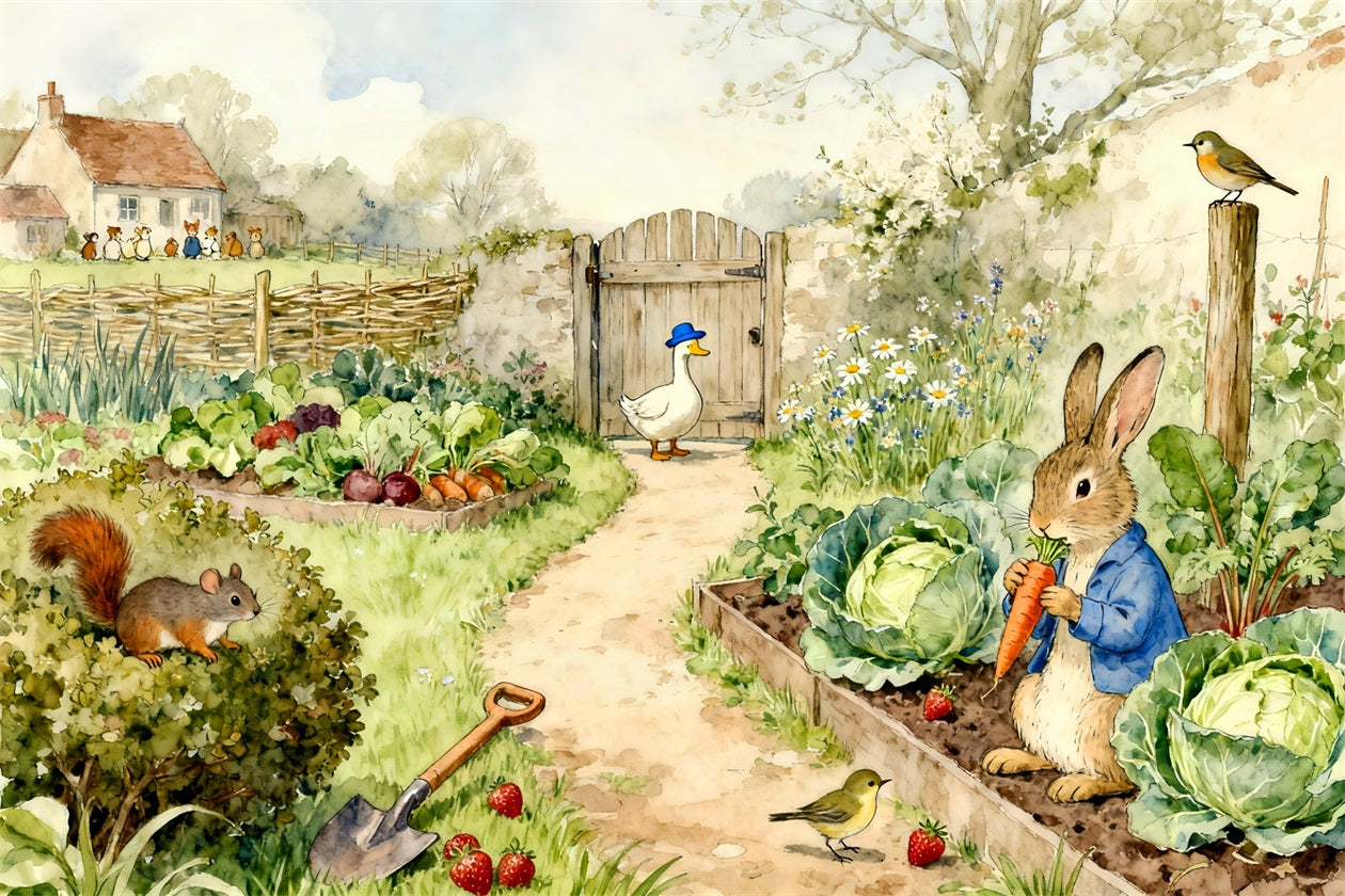 Toile de fond Pâques Lapin Conte De Fées Jardin Récolte LXX61-90