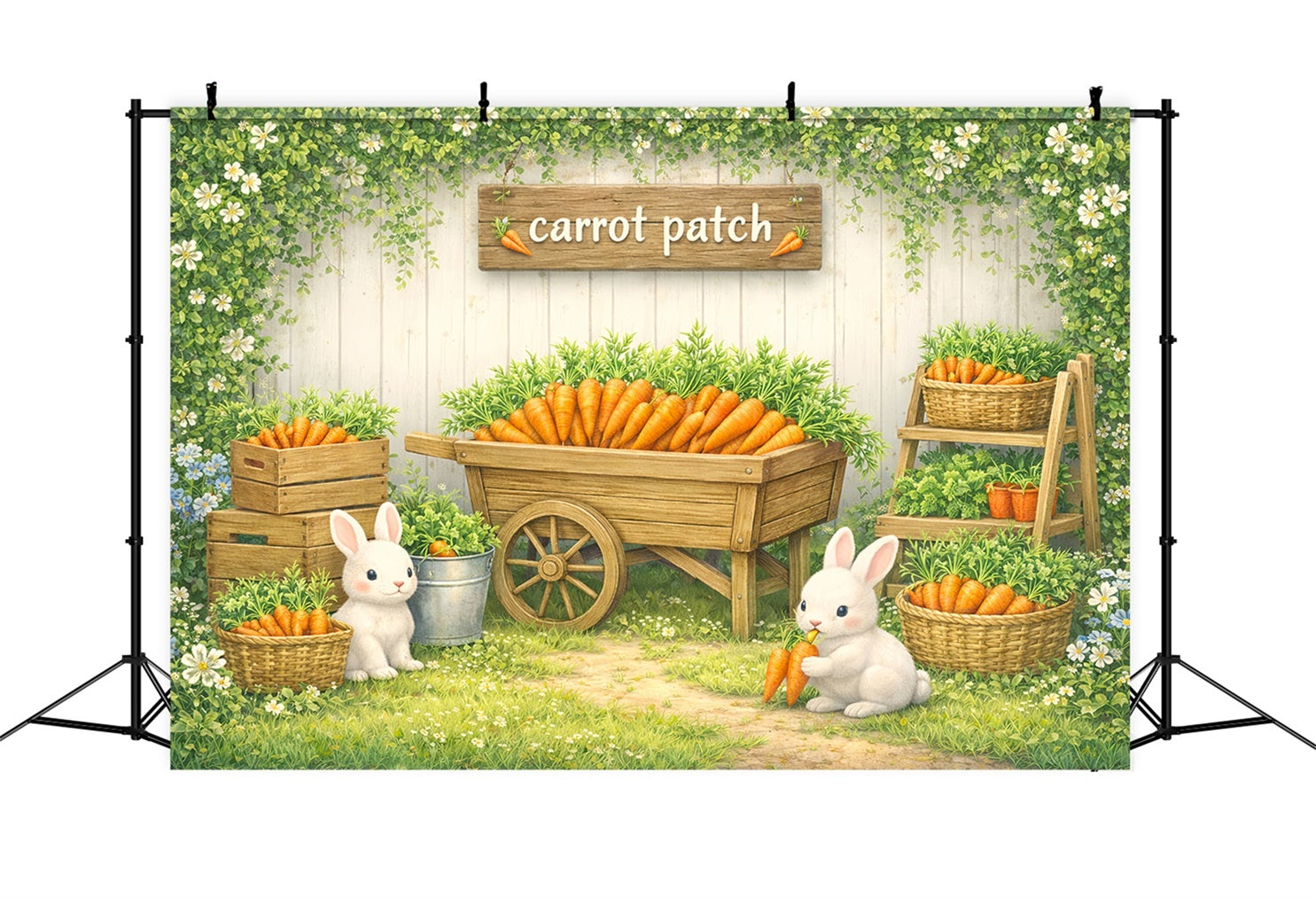 Toile de fond Pâques Jardin Fantaisiste Lapin LXX61-98