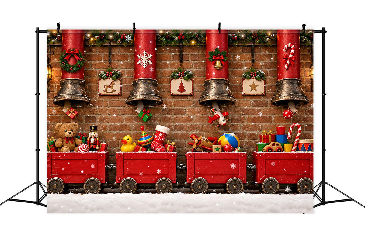 Fond Photo De Noël Train Jouet Cloches Suspendues LXX610-152