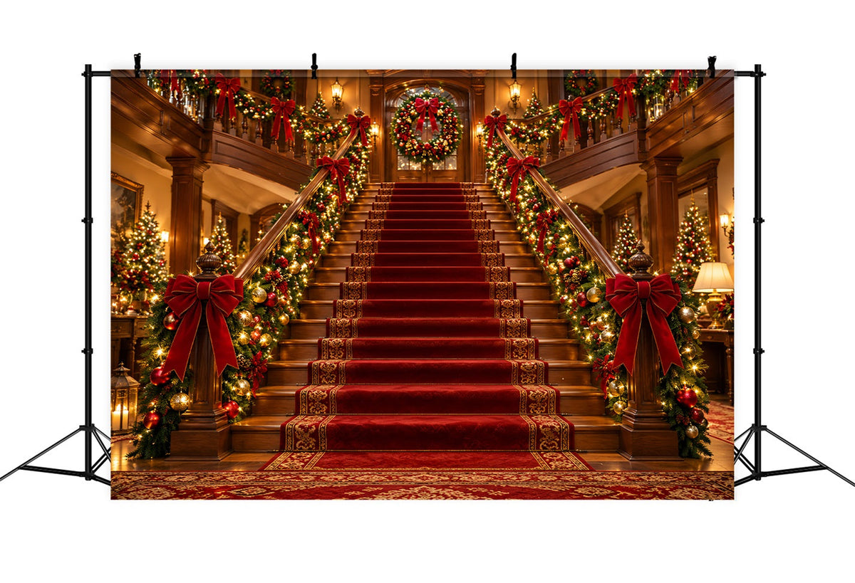 Fond De Noël Hall Entrée Grande Guirlande Escalier LXX610-155