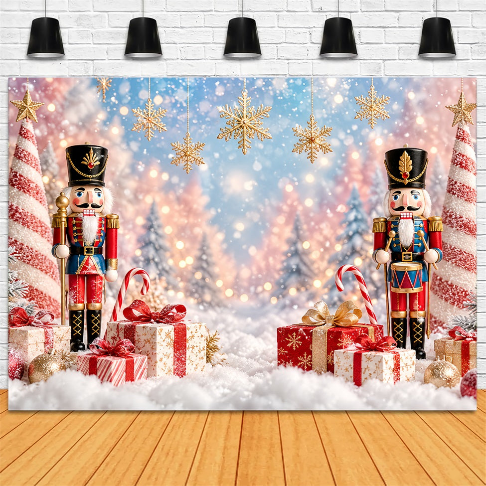 Fond Photo De Noël Flocons Bokeh Présentoir Cadeaux Casse-Noisette LXX610-156