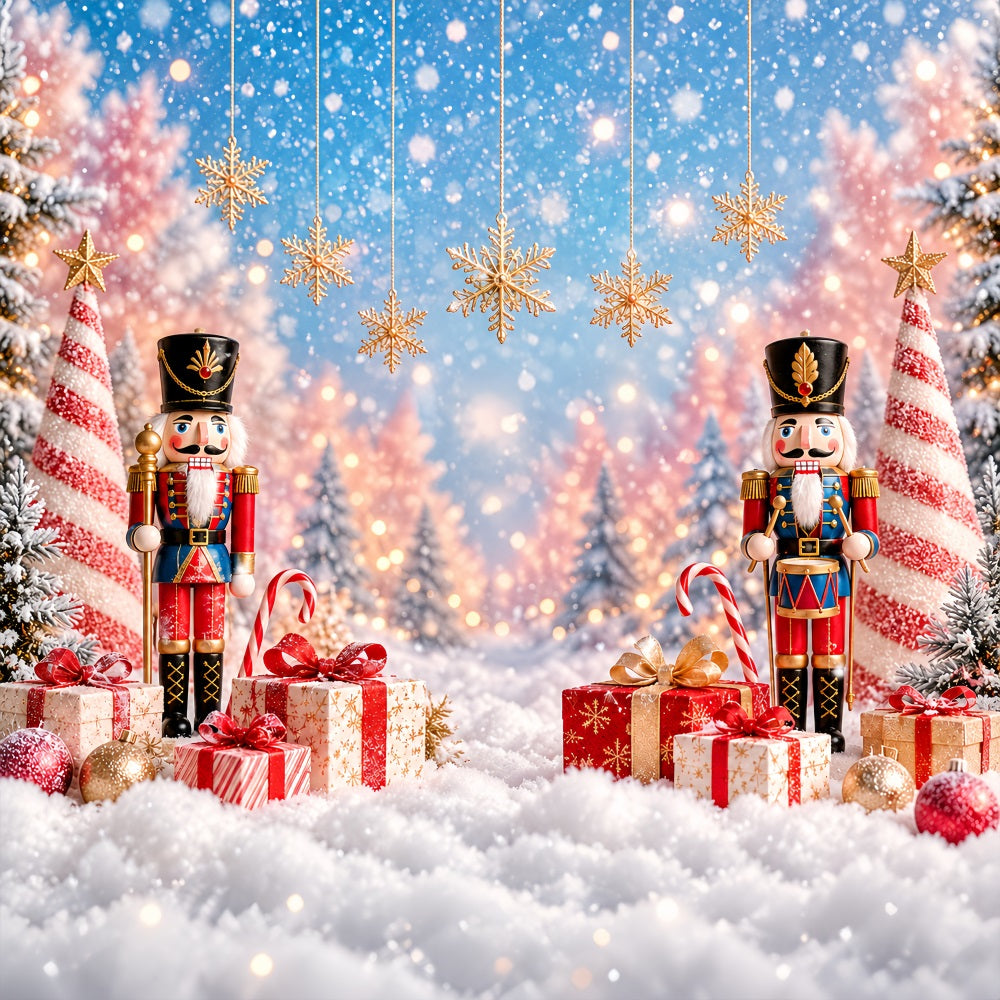 Fond Photo De Noël Flocons Bokeh Présentoir Cadeaux Casse-Noisette LXX610-156