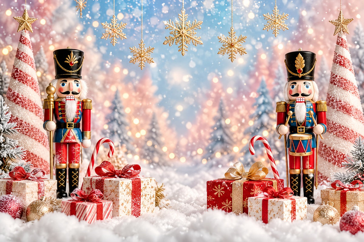 Fond Photo De Noël Flocons Bokeh Présentoir Cadeaux Casse-Noisette LXX610-156