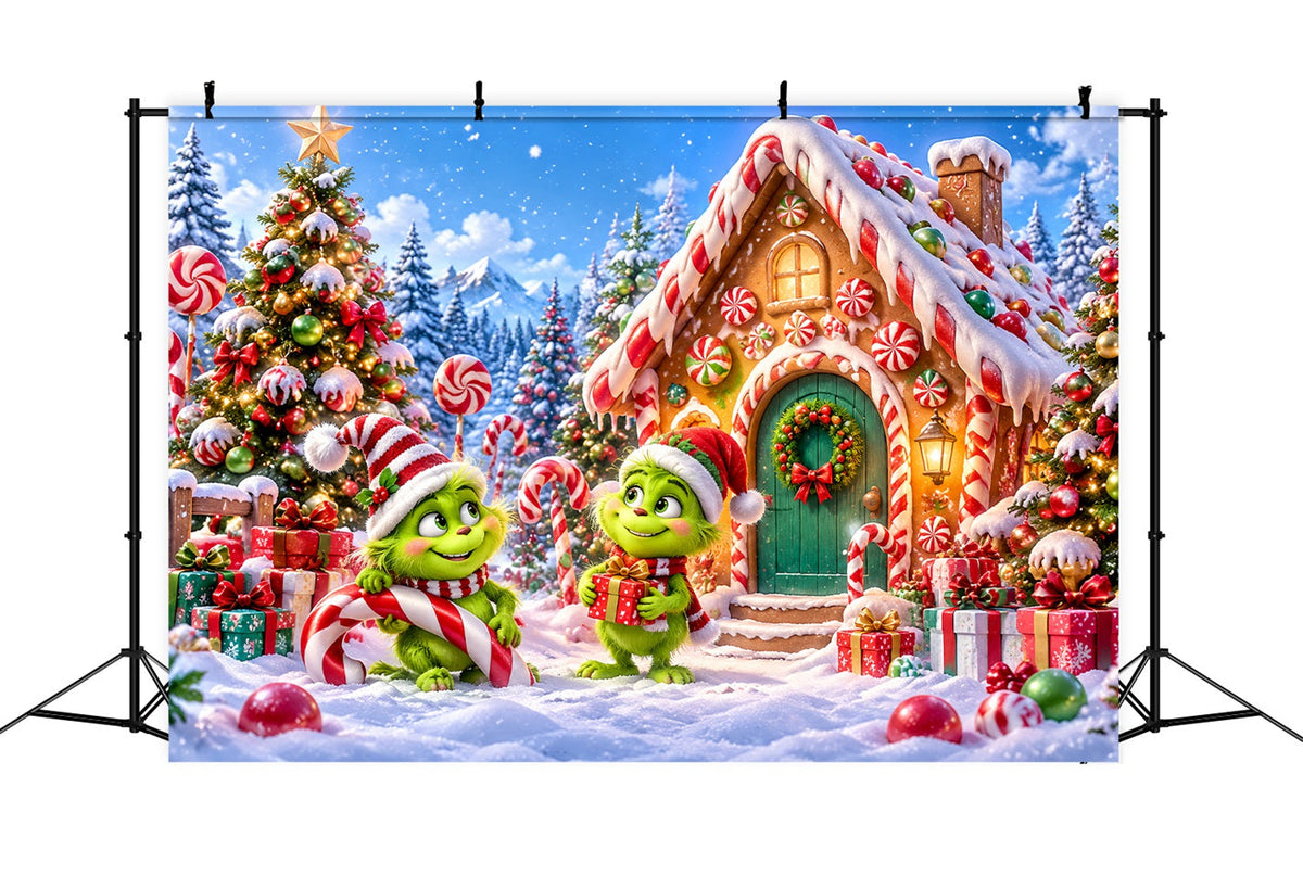 Fond Grinch Cottage Bonbons Vert Fourrure LXX610-170