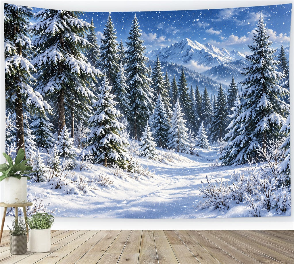 Fond Photo De Noël Sentier Arche Lanternes Enneigées LXX610-173