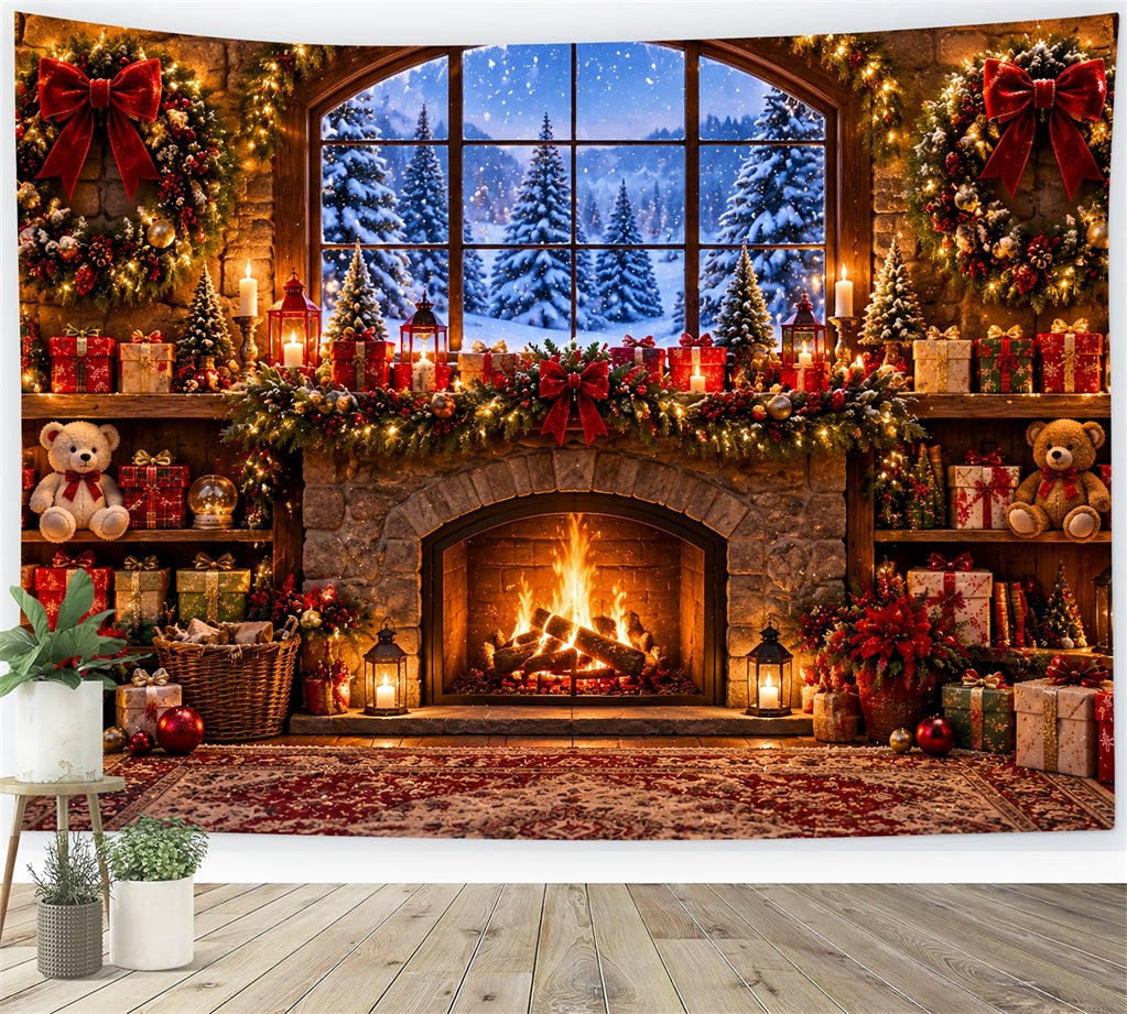 Fond De Noël Cottage Bonbons Vert Fourrure LXX610-174