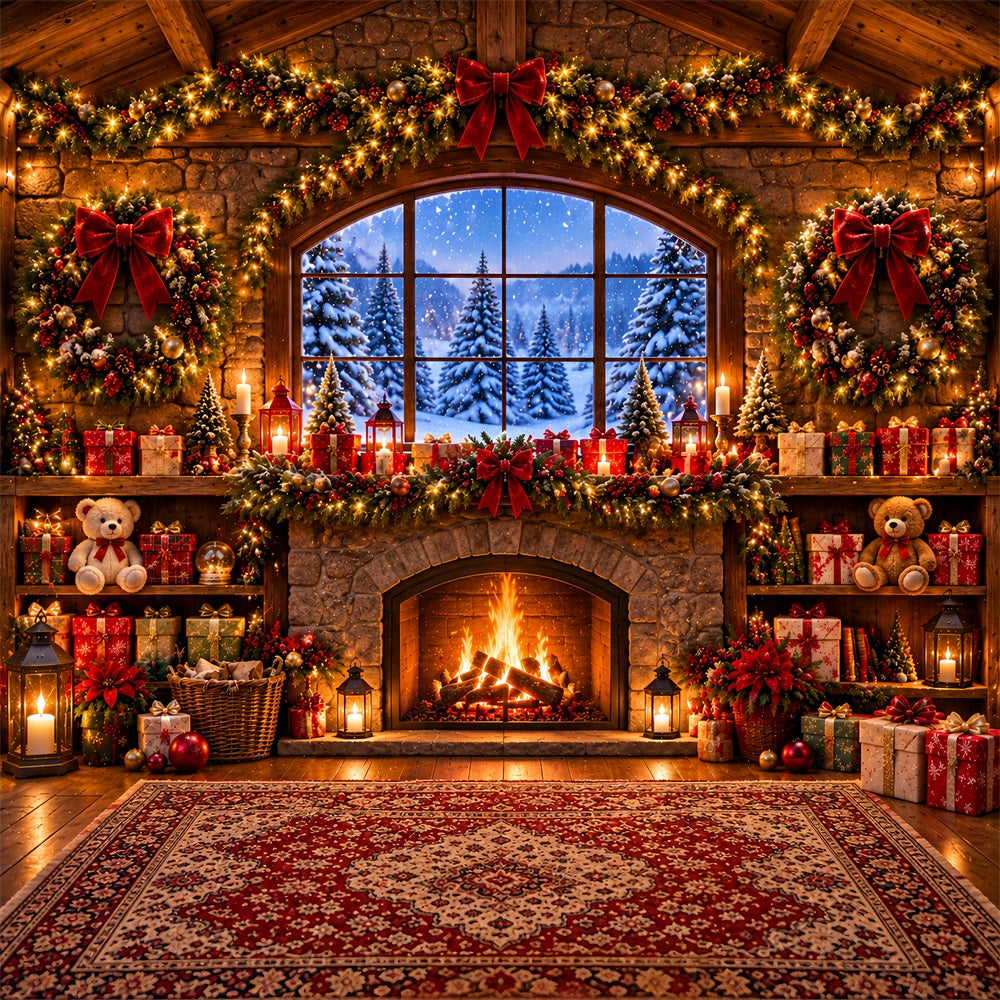 Fond De Noël Cottage Bonbons Vert Fourrure LXX610-174