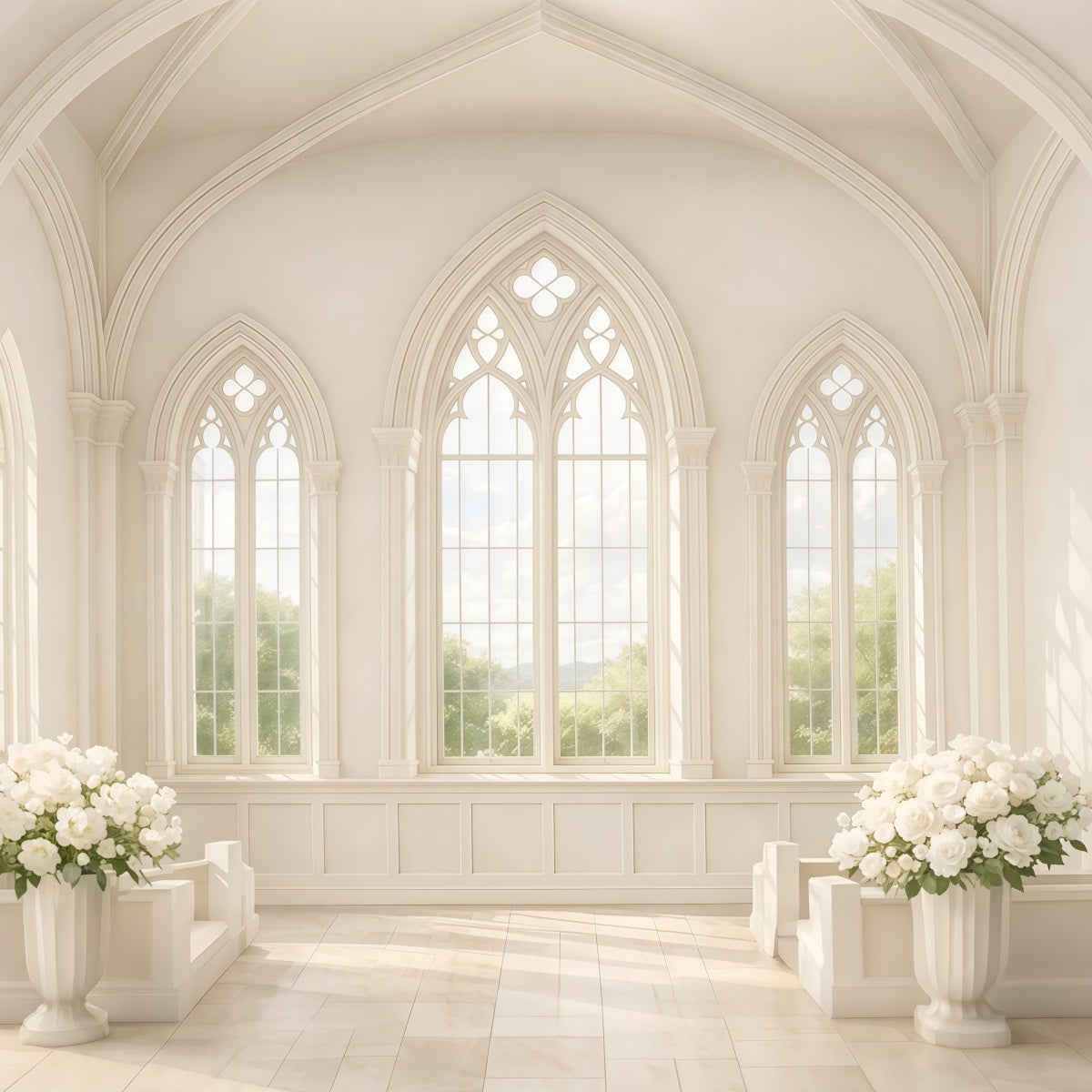 Toile de fond Pâques Intérieur Fenêtre Gothique Ensoleillée LXX62-42