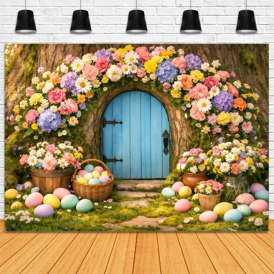 Toile de fond Studio Pâques Porte Arbre Floral Pastel LXX62-49