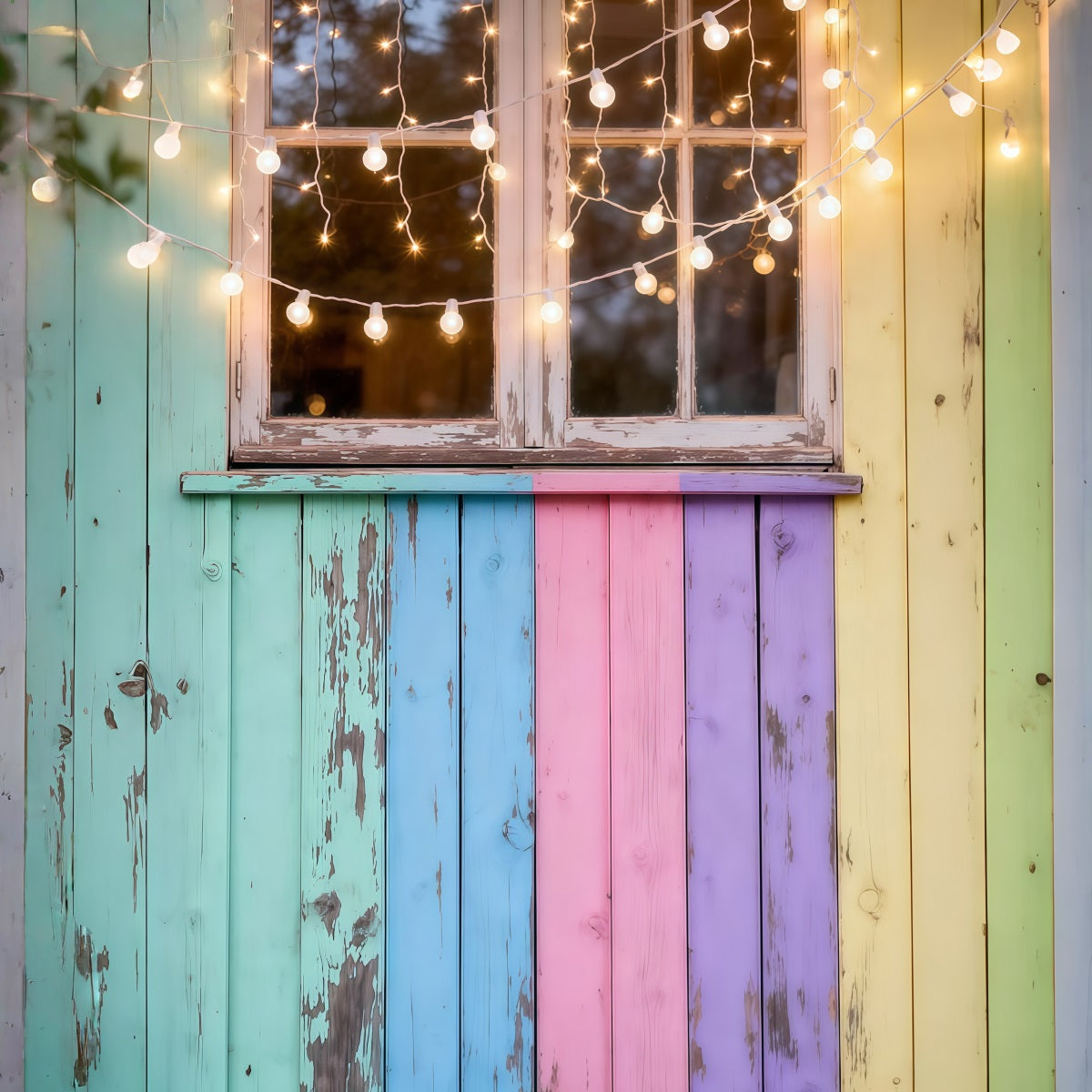 Fond Studio Pâques Fenêtre Bois Pastel Lumières Féeriques LXX62-56