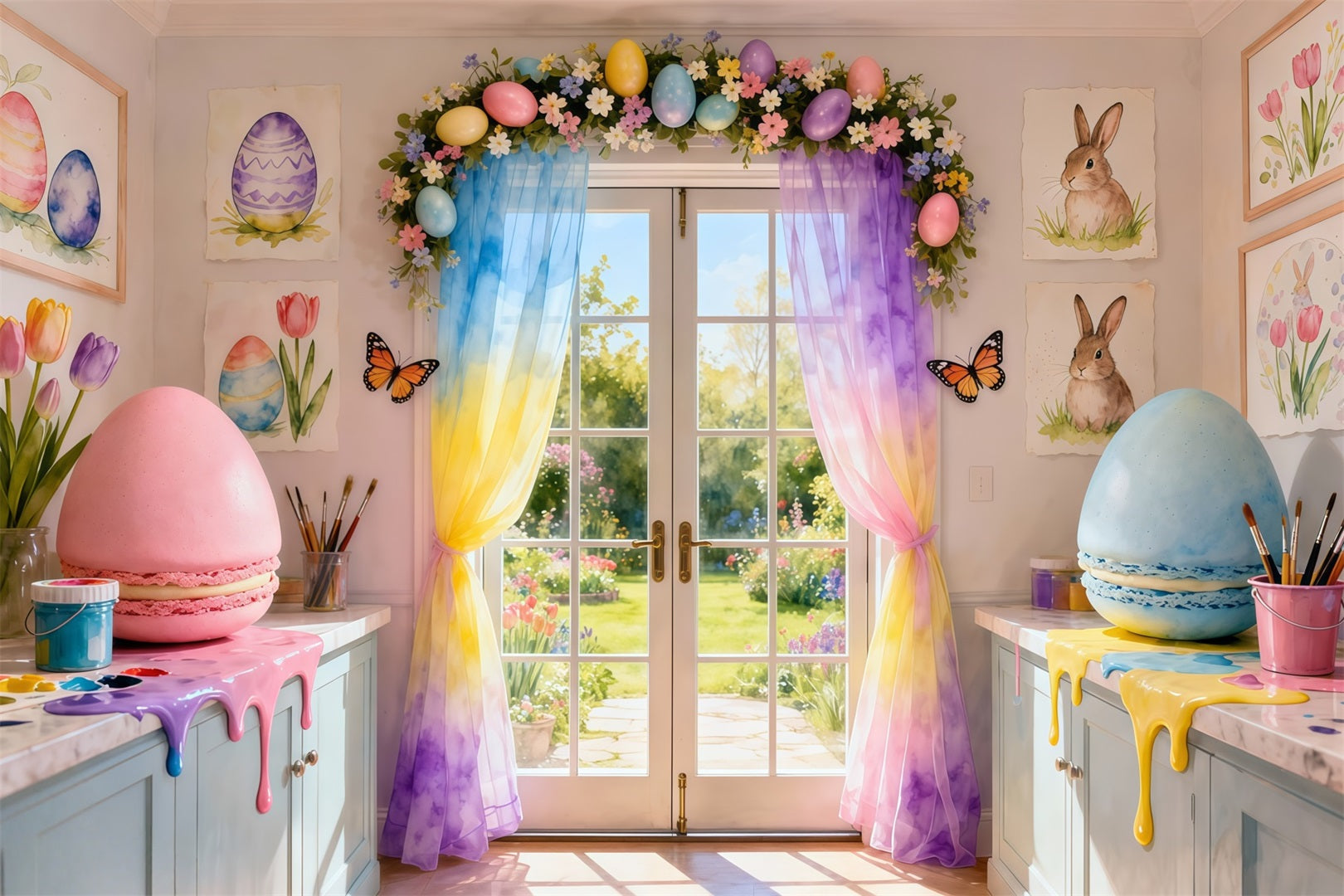 Toile de fond Pâques Studio Macaron Arc-en-Ciel Coulant LXX62-57