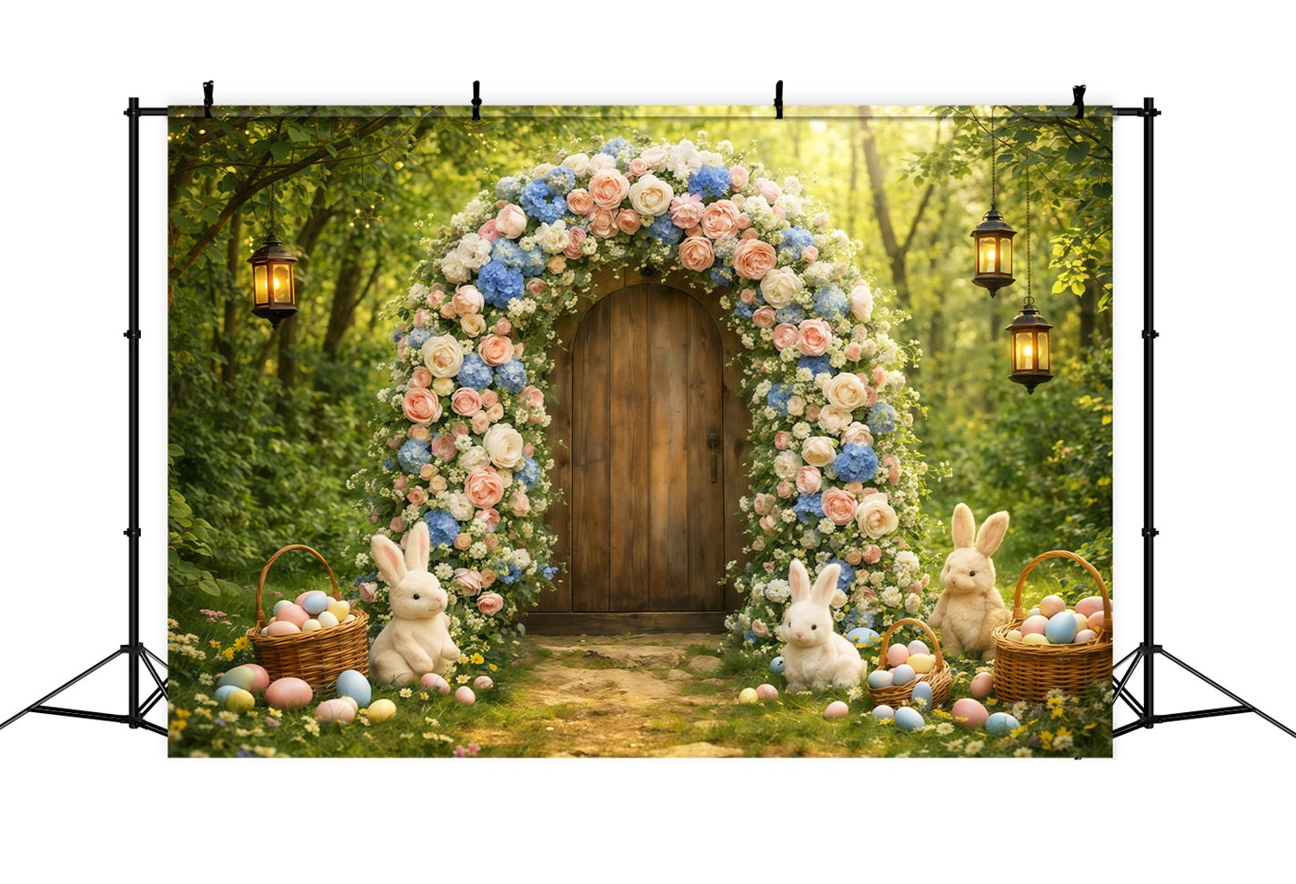 Toile de fond Studio Pâques Jardin Lapin Fleurs Forêt Enchantée LXX62-59