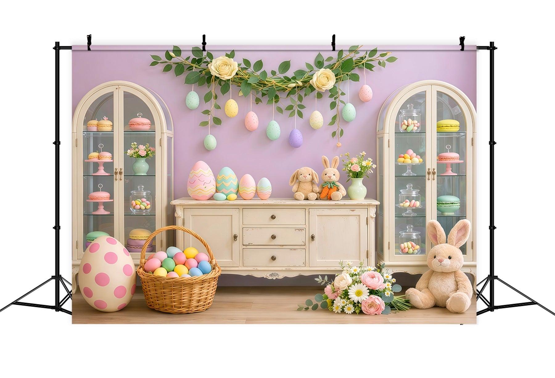 Toile de fond Pâques Armoire Bonbons Pastel Présentoir Œufs LXX62-62
