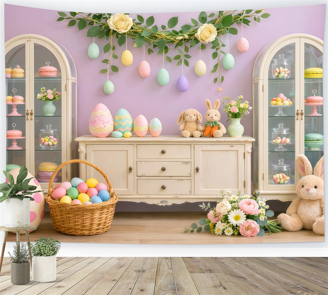 Toile de fond Pâques Armoire Bonbons Pastel Présentoir Œufs LXX62-62