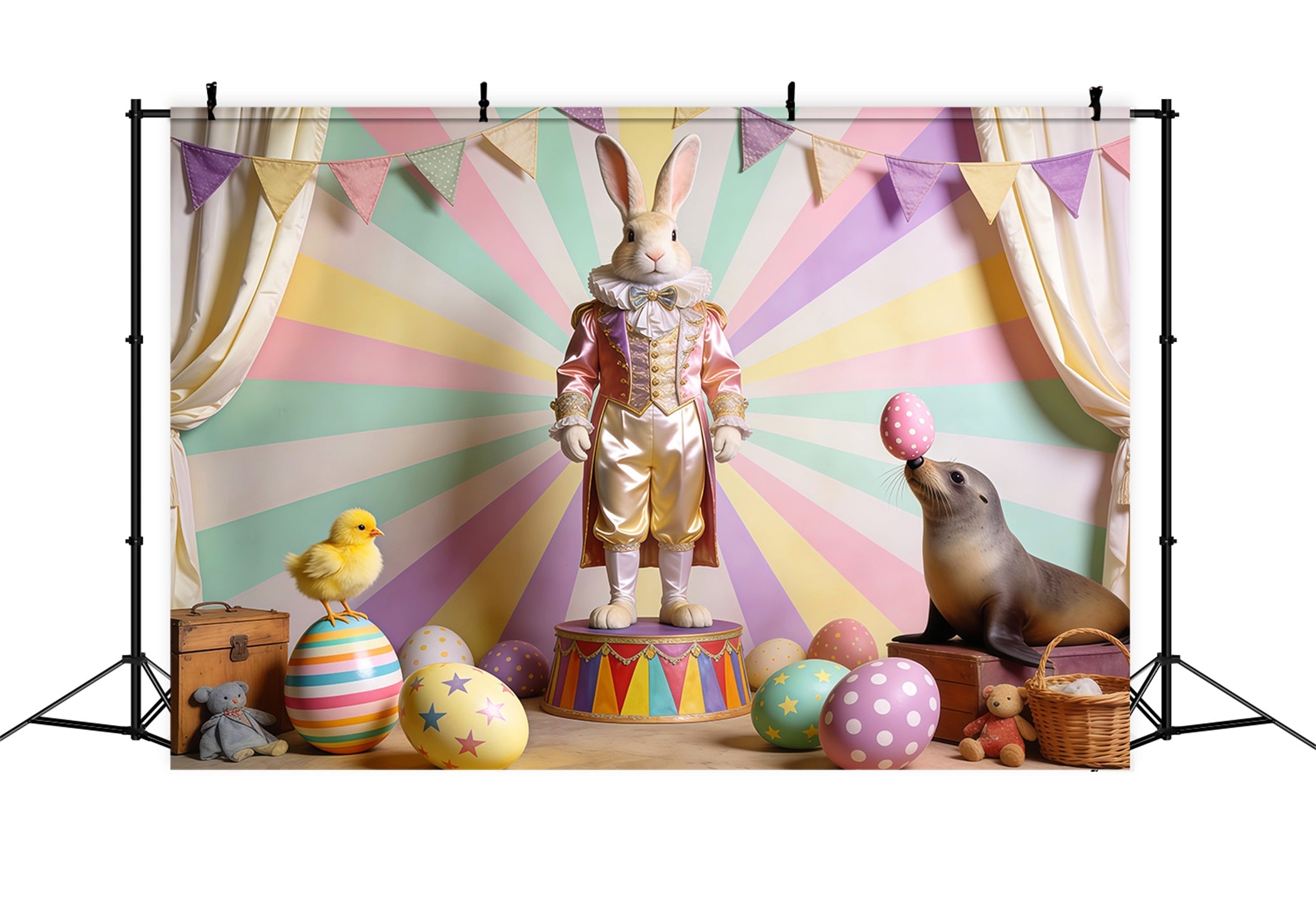 Fond Studio Pâques Scène Carnaval Lapin Poussin Phoque LXX62-71