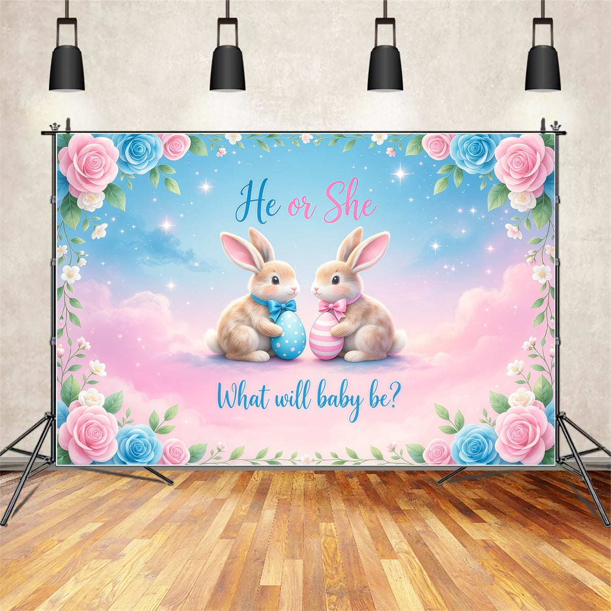 Fond Studio Pâques Lapin Fleurs Il ou Elle LXX62-76