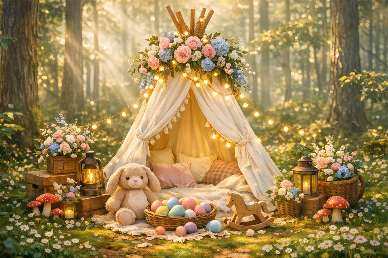Toile de fond Pâques Tipi Floral Forêt Enchantée LXX62-77
