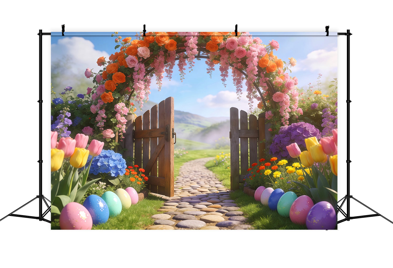 Toile de fond Pâques Portail Cottage Glycine Florale LXX62-82