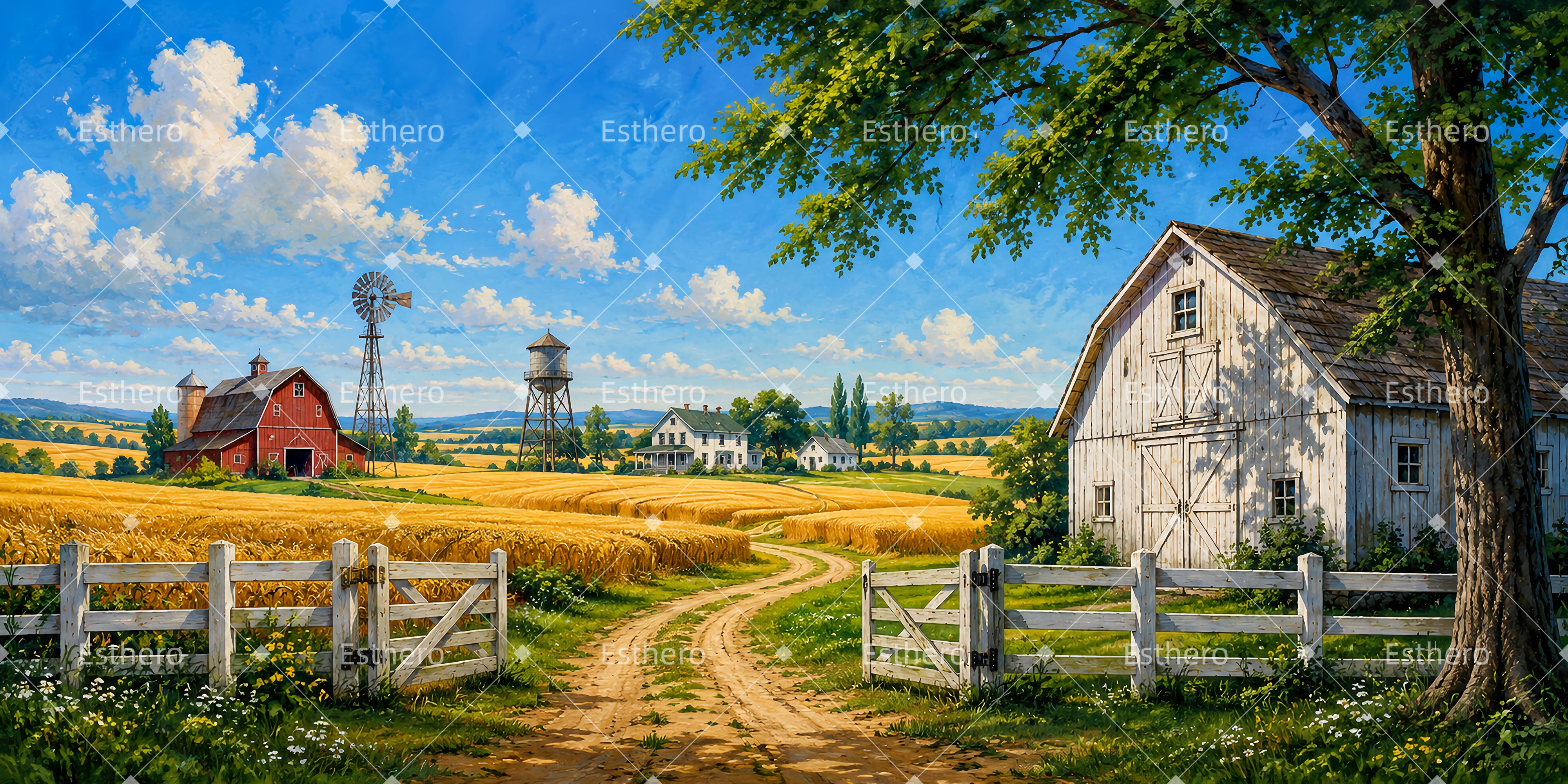 Toile de fond de scène Ferme de la récolte dorée LXX65-T18