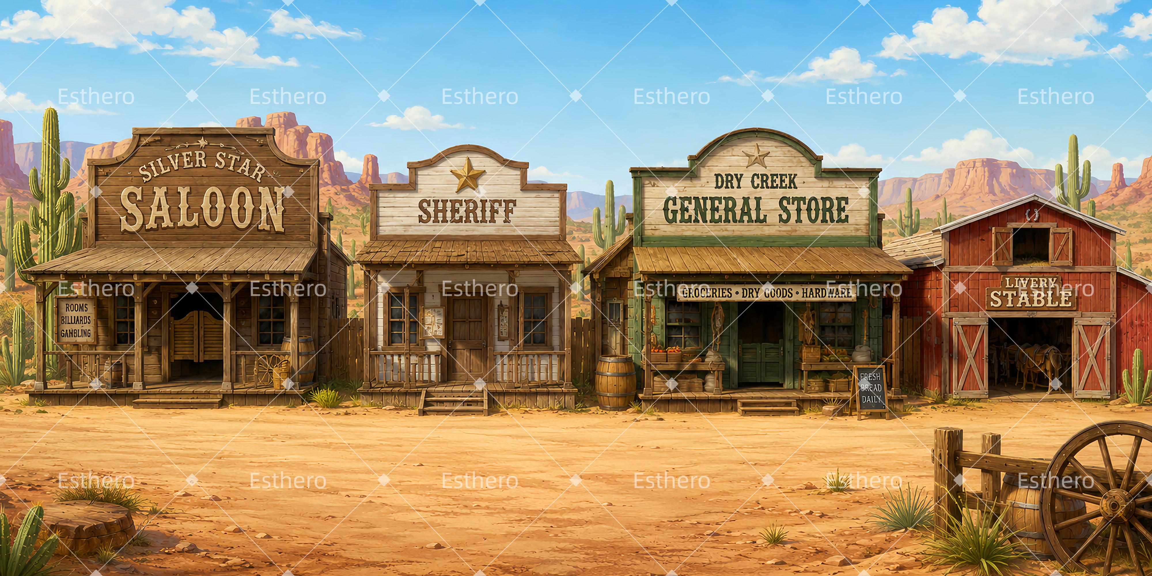 Toile de fond western façade ville western VBS LXX65-T3