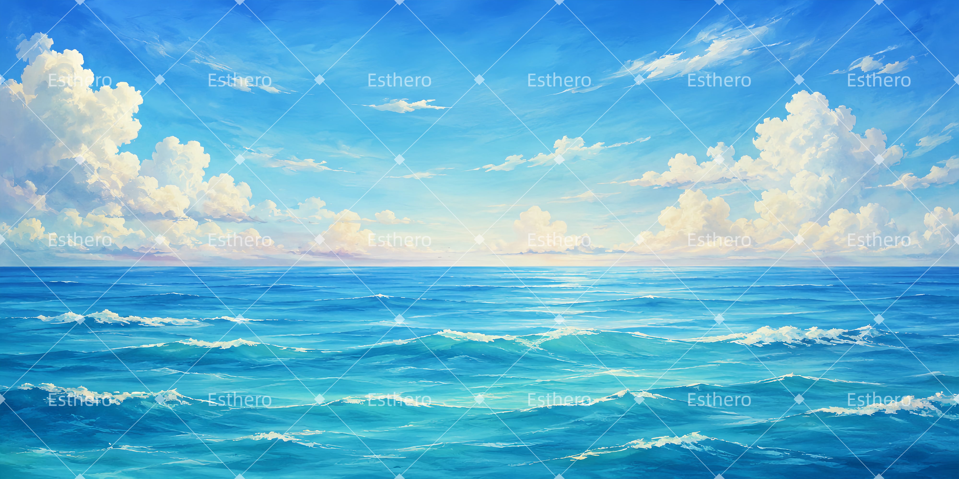 Toile de fond théâtre vagues mer bleue décor de scène LXX65-T47