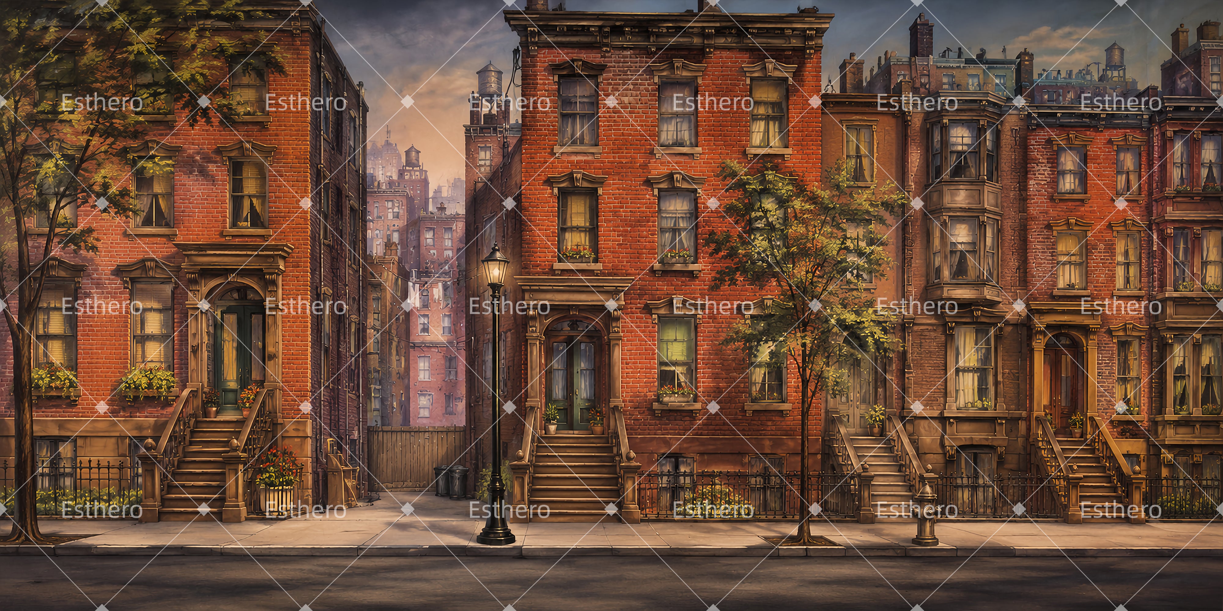 Toile de Fond de Théâtre Rue d’Appartements Décor de Scène LXX66-T103