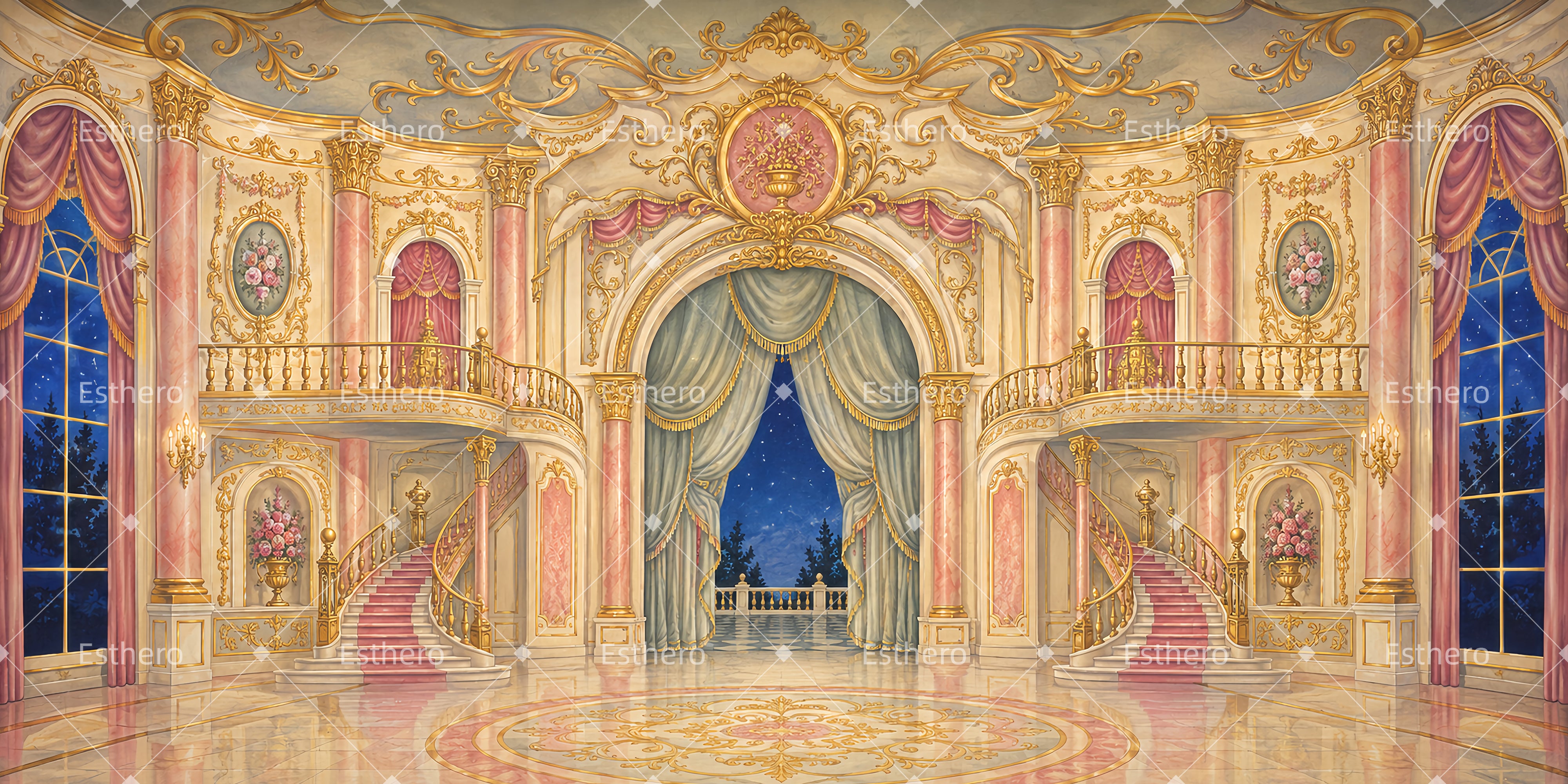 Toile de Fond pour Spectacle Scolaire Grand Hall du Palais de la Princesse LXX66-T5