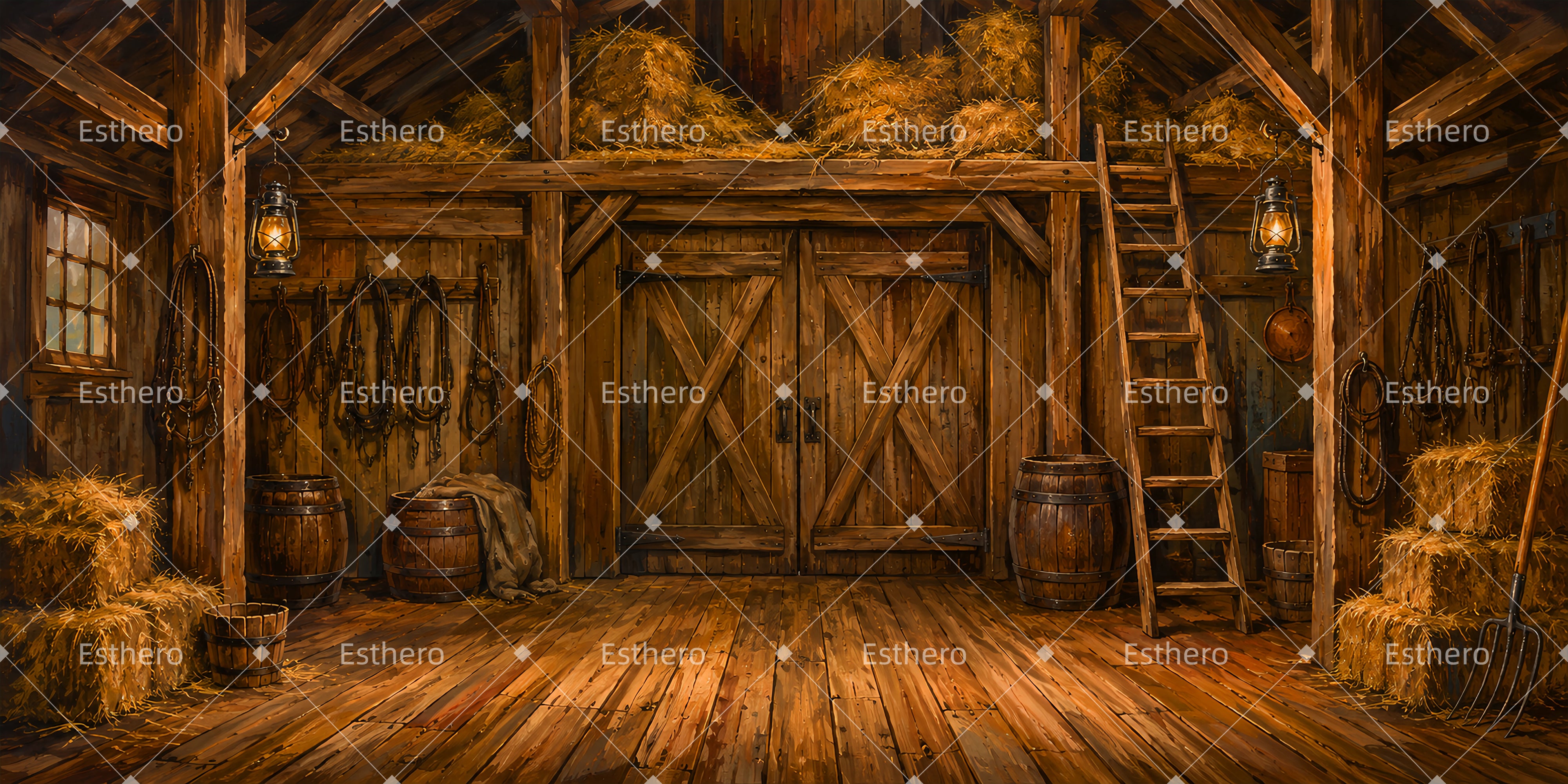 Décor de Théâtre Refuge dans une Grange de Campagne LXX66-T62