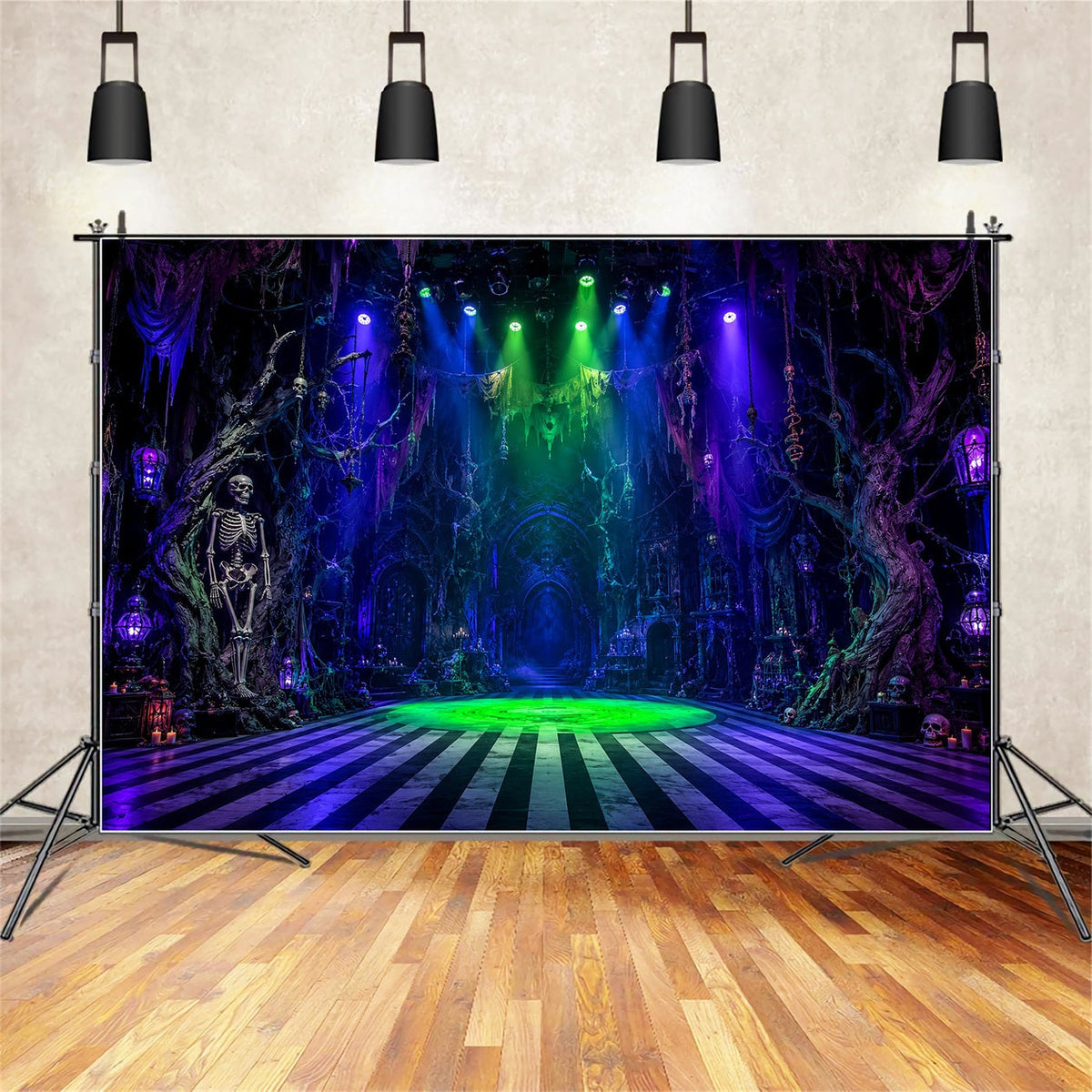 Idées De Décors Photo Pour Une Fête D'Halloween Salle Hantée Avec Squelette Et Projecteurs Décor LXX67-101