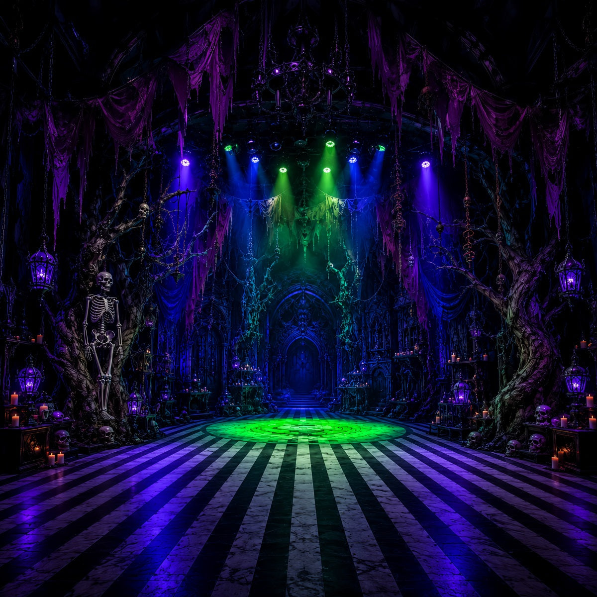 Idées De Décors Photo Pour Une Fête D'Halloween Salle Hantée Avec Squelette Et Projecteurs Décor LXX67-101