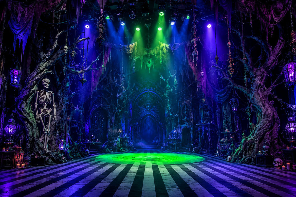 Idées De Décors Photo Pour Une Fête D'Halloween Salle Hantée Avec Squelette Et Projecteurs Décor LXX67-101