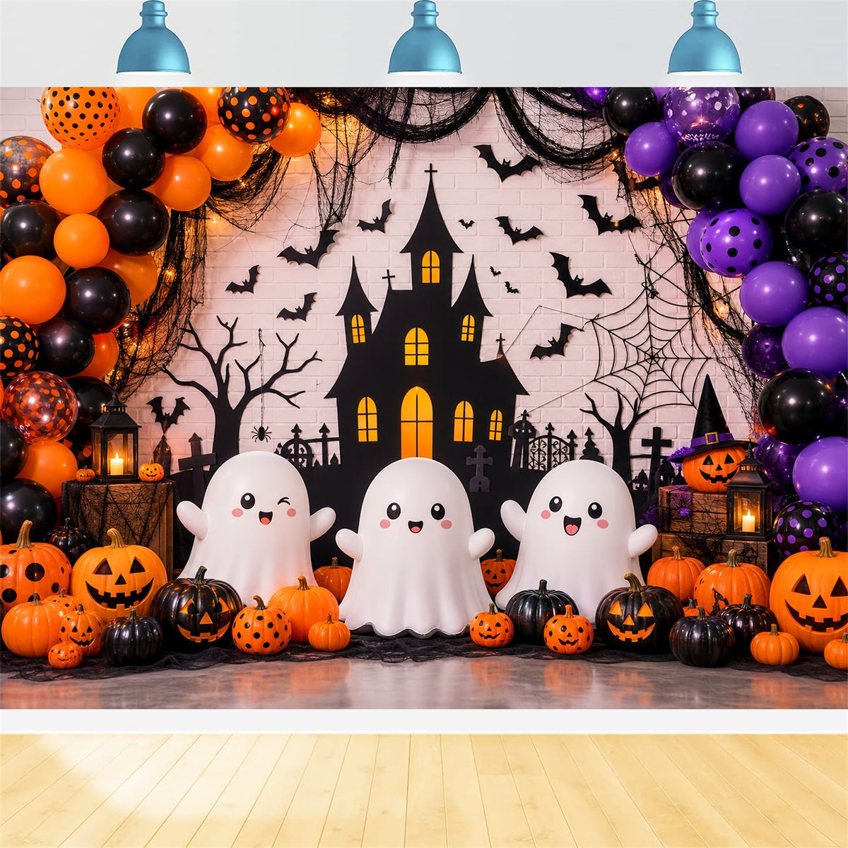 Toile De Fond Pour Fête D'Halloween Fantôme Et Citrouille Mur Décoratif D'Halloween LXX67-108
